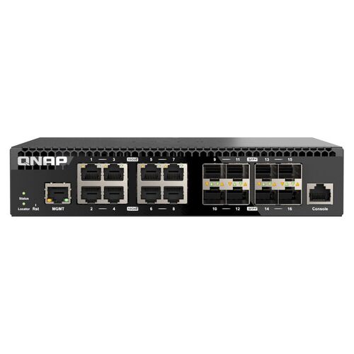 QNAP QSW-M3216R-8S8T 16-Port 10GbE Half-width Rackmount Layer 2 Web Managed Switch