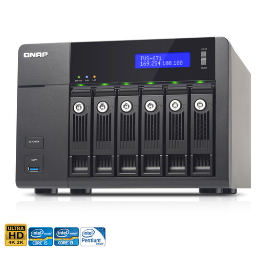 QNAP TVS-671-i3-4G 6 Bay Hotswap NAS - Core i3-4150 3.5GHz Dual Core CPU - 4GB
